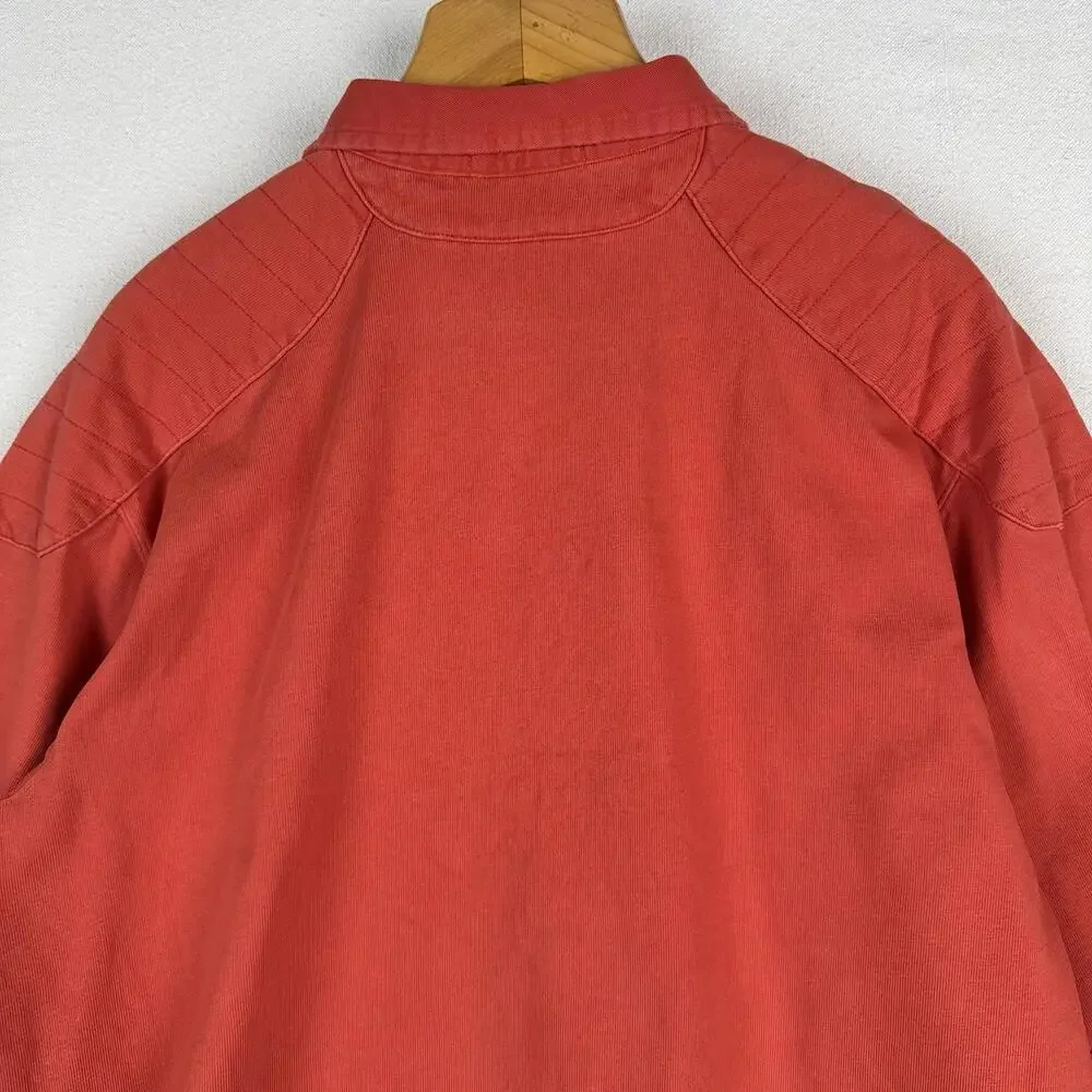90’s Vtg Polo Ralph Lauren Rugby Shirt Mens L Orange‎ Quilted Elbows *Distressed